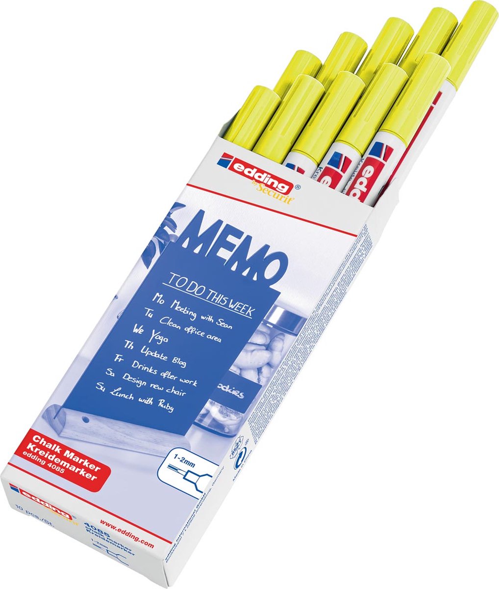 Krijtstift  edding  by Securit 4085 rond 1-2mm neon geel | 10 stuks